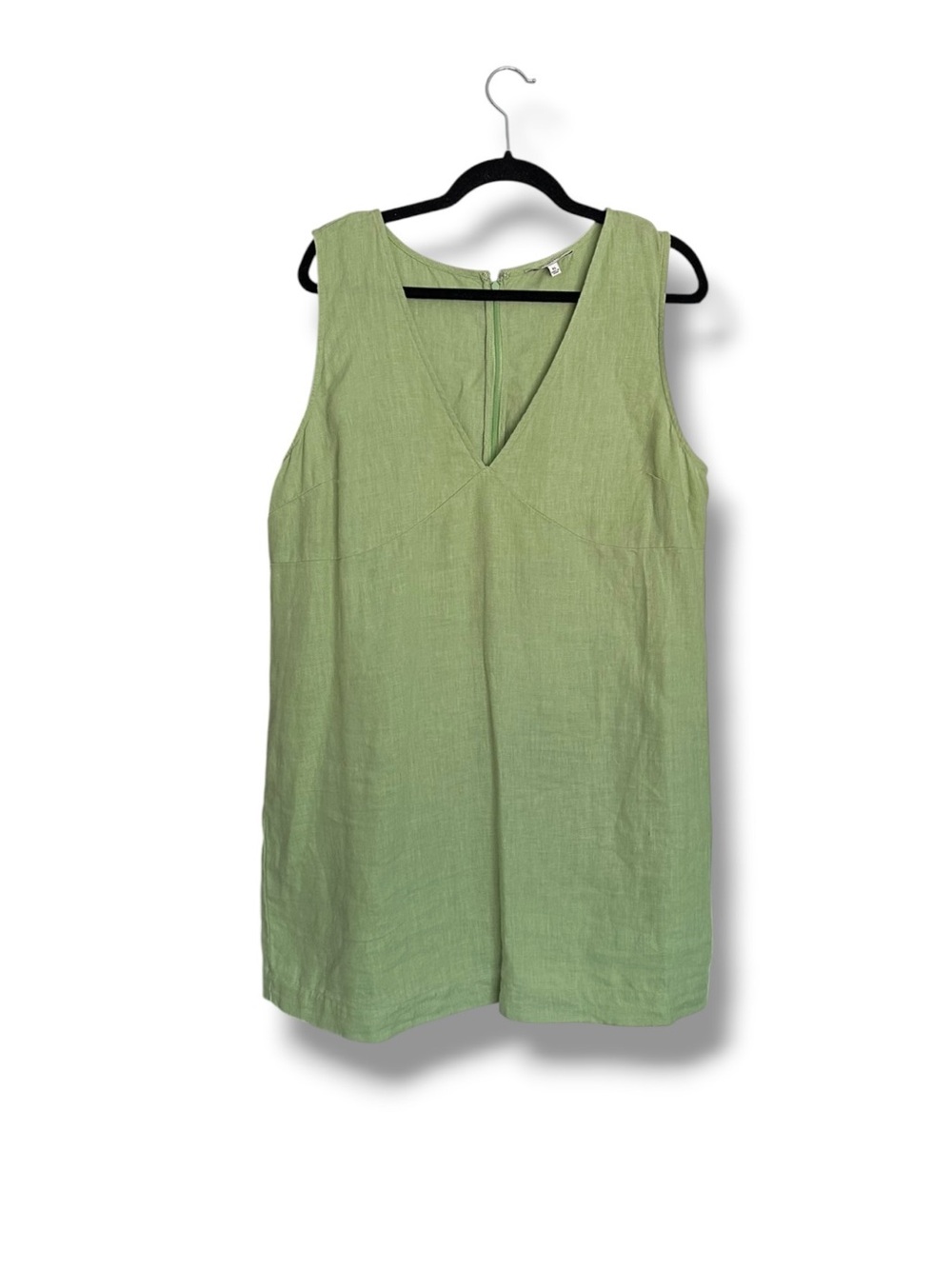 Madewell Linen Empire Waist V Neck Mini Shift Dress XL The Ariana Seedling Green